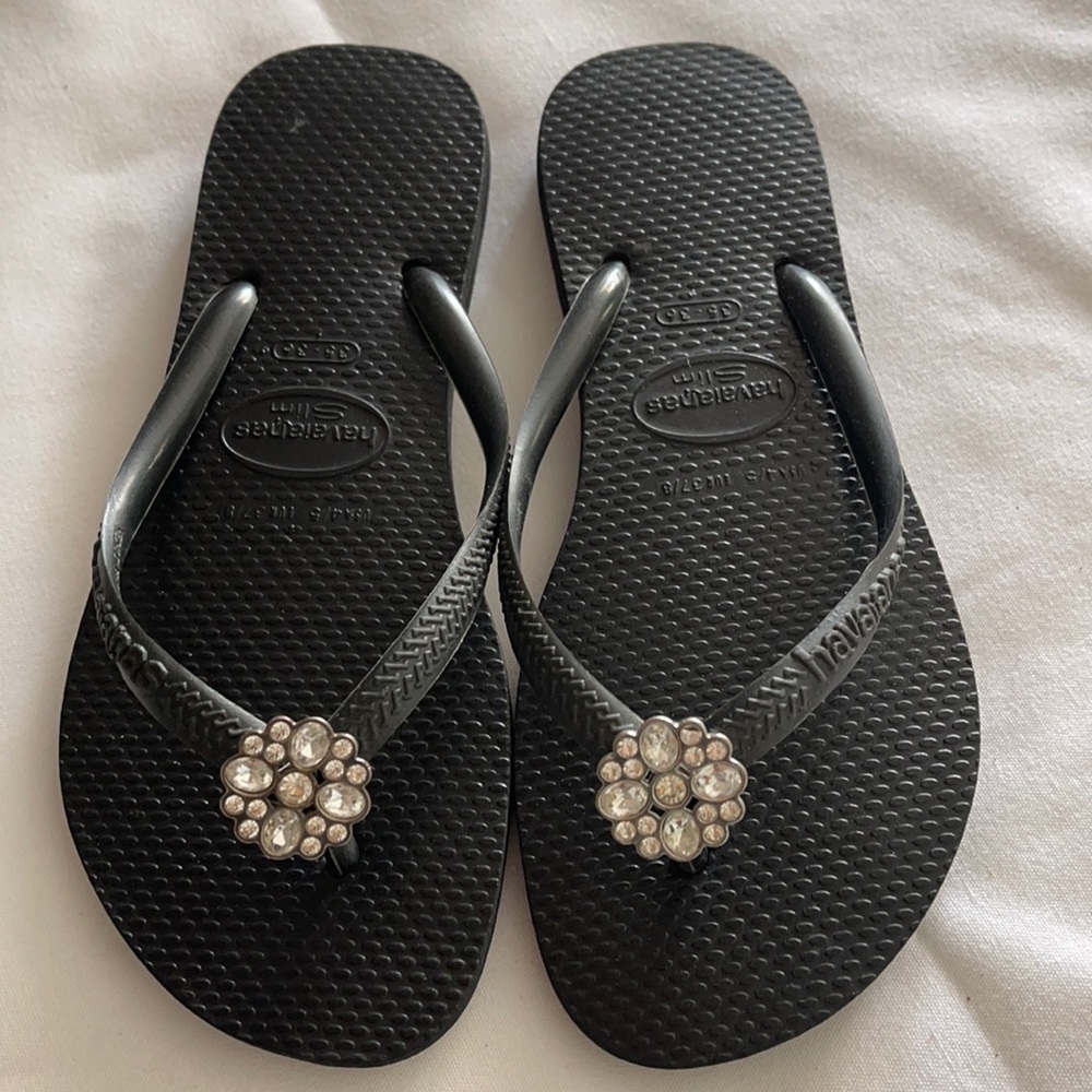 Swarovski crystal havaianas slim flip flops